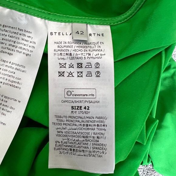 NWOT STELLA MCCARTNEY‎ Daria Button-Up Shirt in Bright Green (8) - Picture 7 of 10
